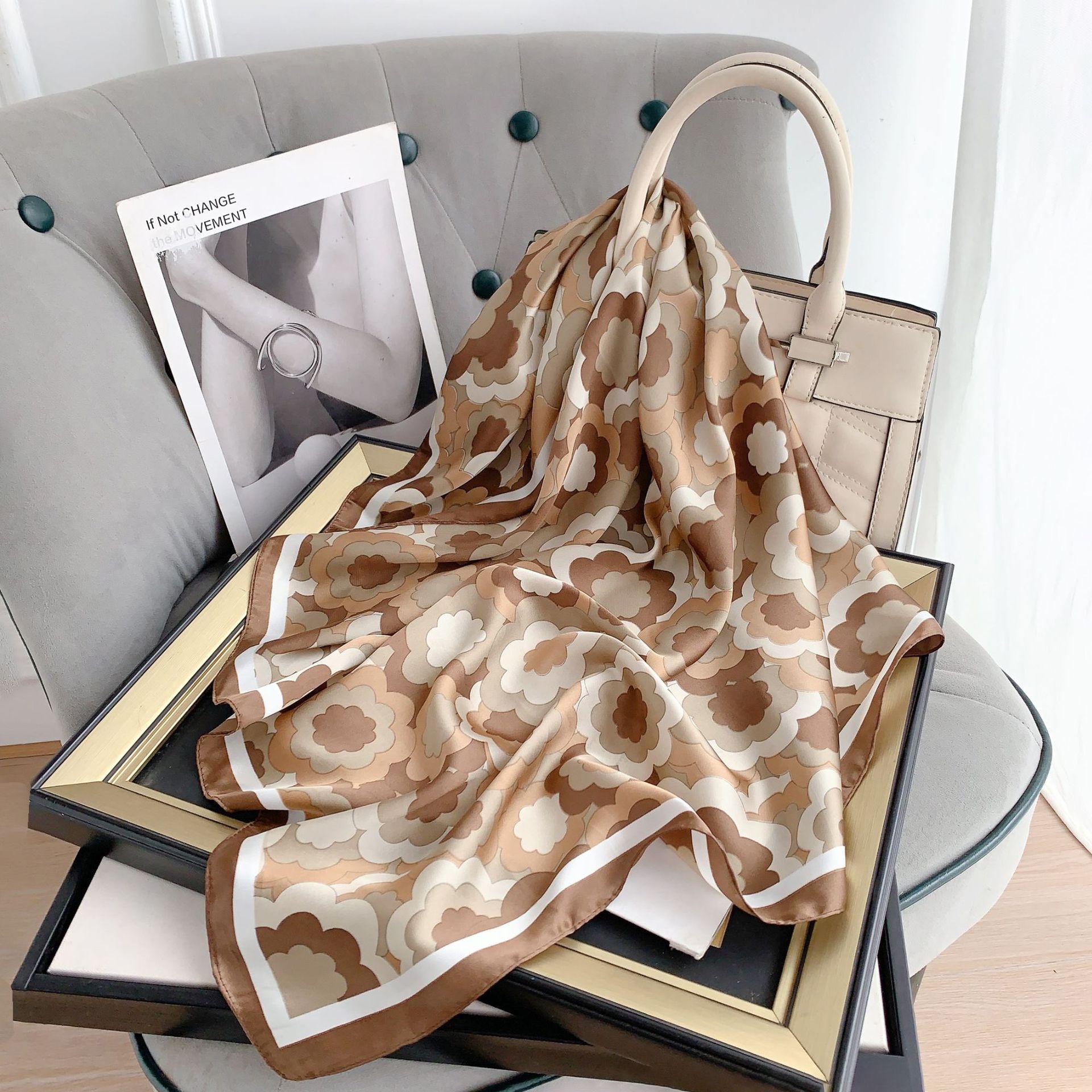 

Модный платок, шейные шарфы, женские 70x70 см, маленькие шали и накидки, шарфы-хиджабы 70x70cm светло-коричневого