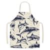 1Pcs Kitchen Apron Cartoon Whale Printed Sleeveless Cotton Linen Aprons Men Women Home Cleaning Tools 55*68cm
