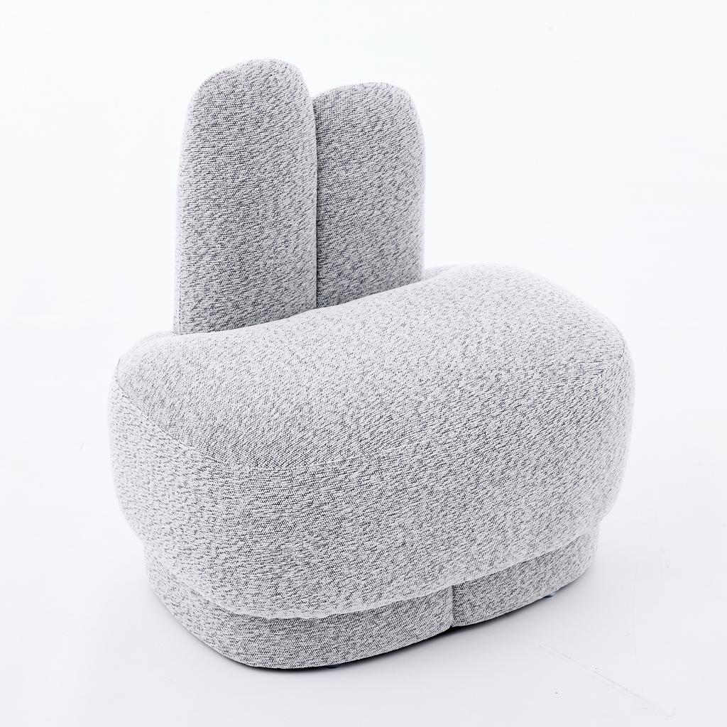 Cozy Bunny-Ear Fabric Ottoman - Fixed Upholstered Stool with Cute Ears, No Storage, Not Removable