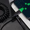120W 6A USB-C Fast Charging Cable Elbow Stretch Spring Data Transfer Cord For iPhone 17 Pro Max 16 15 Xiaomi Samsung Car Charge
