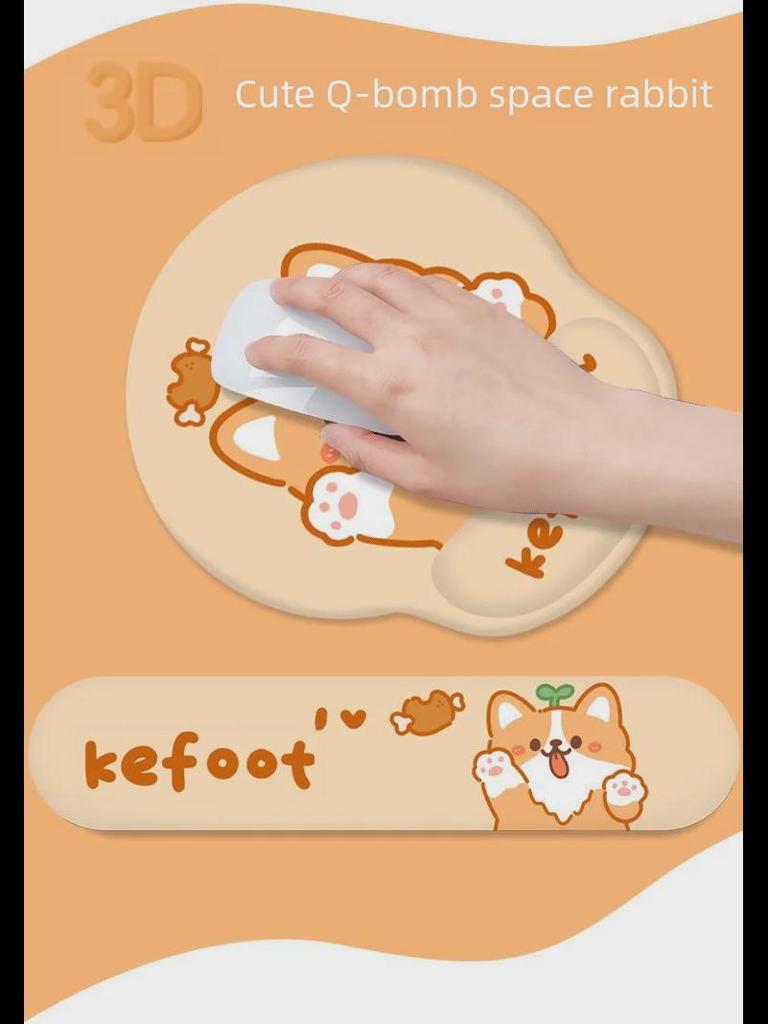 Corgi Puppy Mouse Pad with Wrist Rest for Office and Gaming - Cute Keyboard Hand Support for Small Desks