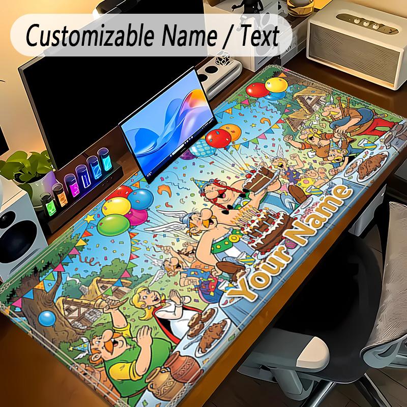 Large Mouse PadAsterix & Obelix Custom Name Text Personalized Desk Mat Non Slip Gaming Pad