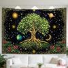 2D Flat, [2D Plane Printing] 1 Large Size/small Size Pattern Printed Tapestry- Tree, Roots, Planets, Stars, Celestial, Room Wall Decoration, Non-lumin