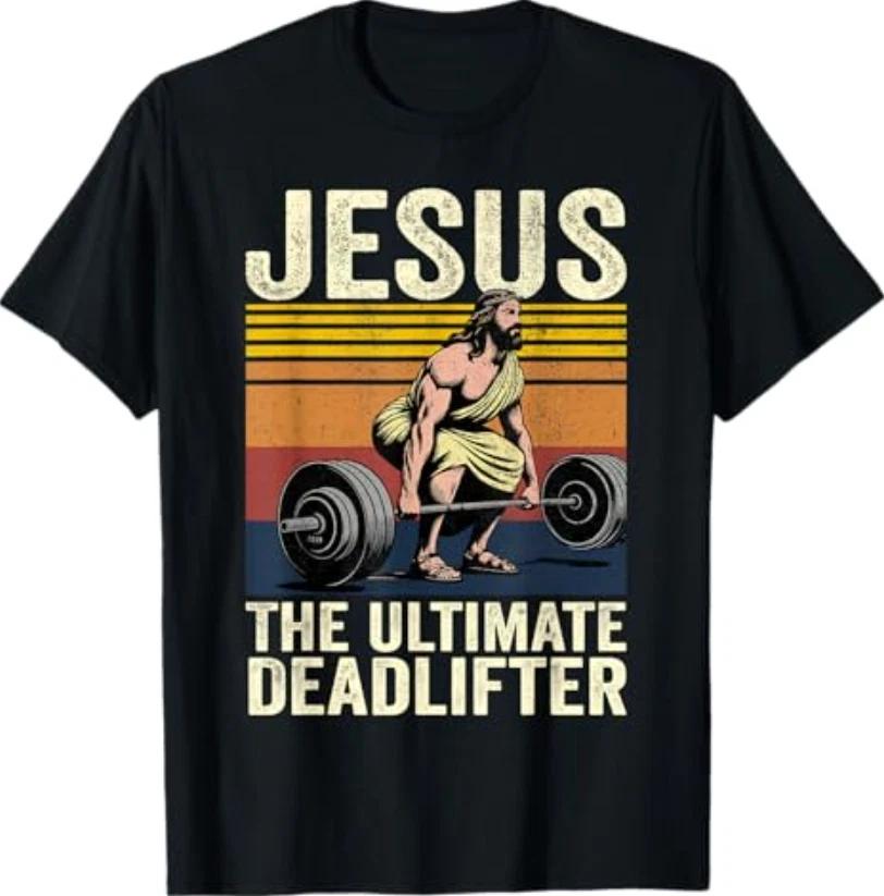 Vintage Jesus The Ultimate Deadlifter Funny Christian Gym T-Shirt S