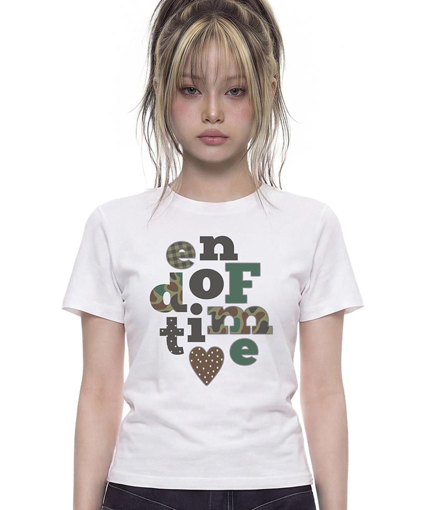 GRAVER [Woman]Endoftime_Camo Slim Short Sleeve T-Shirt_2 Colors