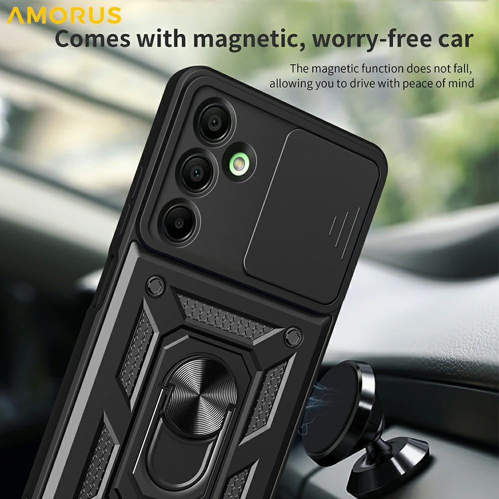 AMORUS For Samsung Galaxy A16 5G/4G Case Kickstand PC+TPU Phone Cover with Camera Lens Slider