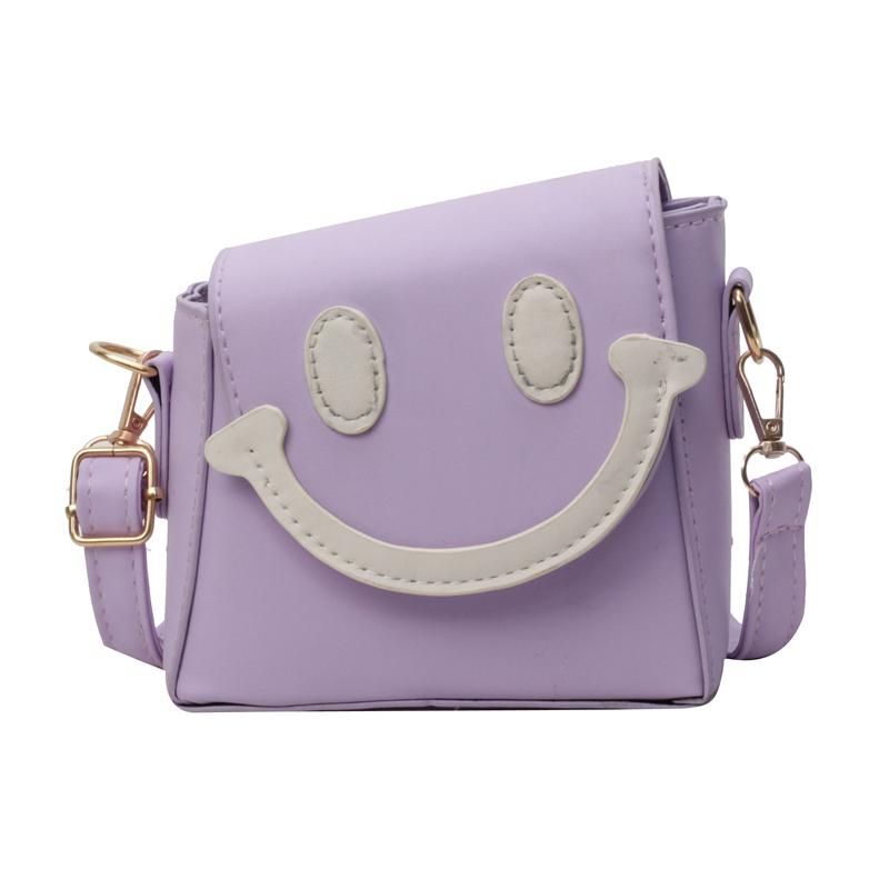 Leather bag Dames Cartoon Schoudertas PU Leer Smiley Gezicht Muntportemonnee Contrasterende Kleur Mode Zadeltas Meisjes Buitentas
