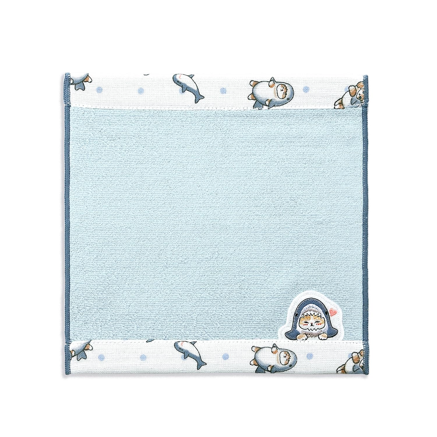 Mofusand Shark Cat Towel Handkerchief Blue Cute Gauze Pile Approximately 2424 cm