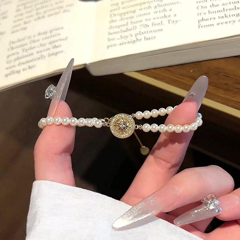 K real gold electroplated zircon pearl beaded bracelet light luxury high-end bracelet design niche bracelet jewelry