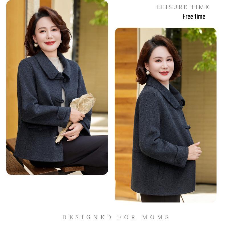 New Autumn/Winter Stylish Double-Sided Wool Coat for Middle-Aged Women - Slim Fit, Short, Age-Reducing, Versatile.