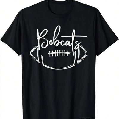 Bobcats Football Bobcat Pride School Spirit Sports Football T-Shirt,100% Cotton