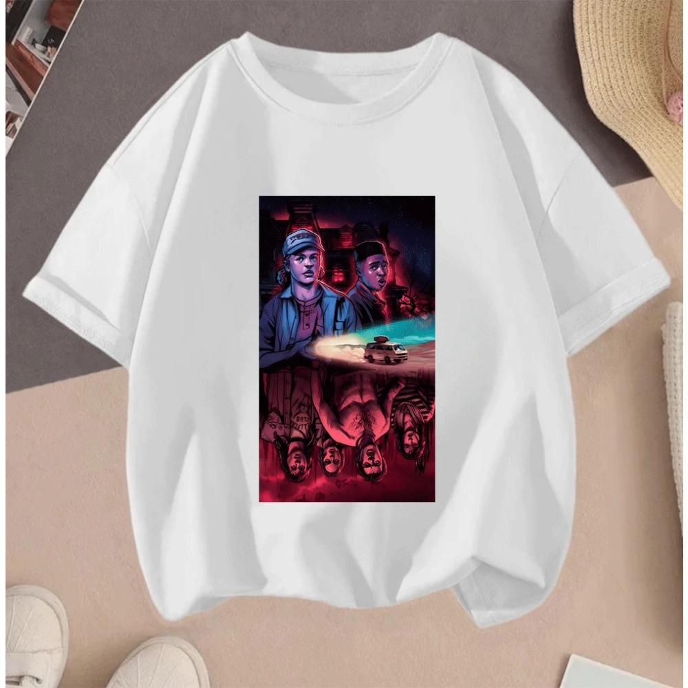 Hot Sale 2D Stranger Things Cartoon Print Casual Summer Short Sleeve T Shirt For Kids Teenagers Girls Boys