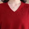 Year of the Rat Women's Red V-neck Jacquard Sweater - Spring/Autumn Pullover