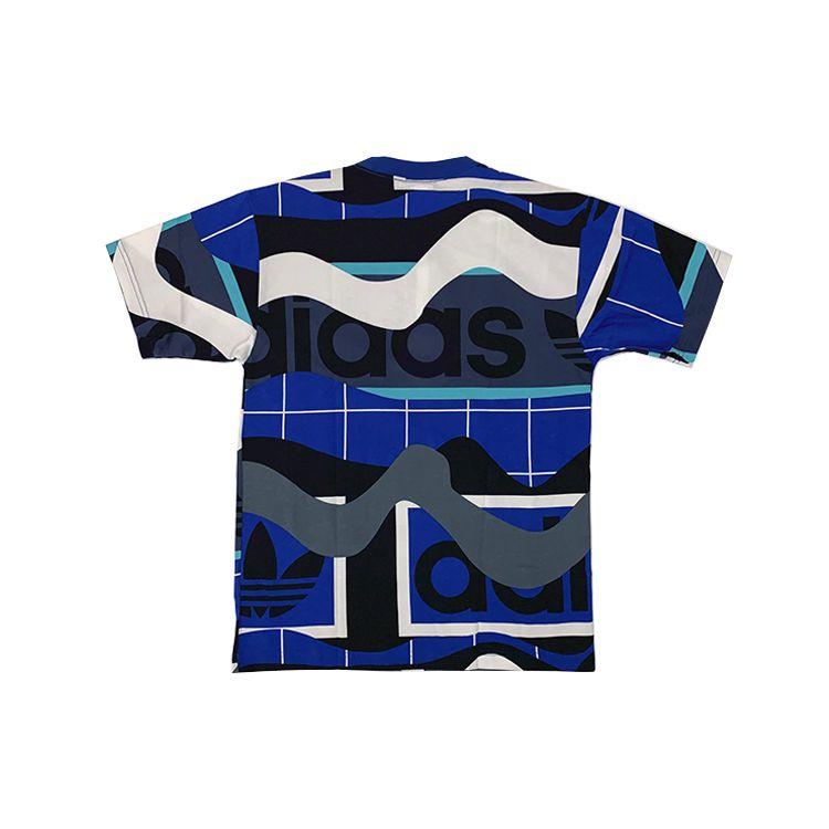 Adidas Originals Trefoil All-Over Print Collage Crew Neck Short Sleeve T-Shirt Men Tops Blue FM1554