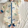 Kids Winter Warm Zipper Footed Pajamas With Cotton Padding Toddler Sleepwear Ages 1-5 Years