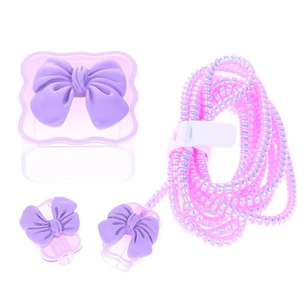 3D Bow Data Cable Pack Protection Sleeve Charger Cord Protector Cord Winder Kit  Charger Cable