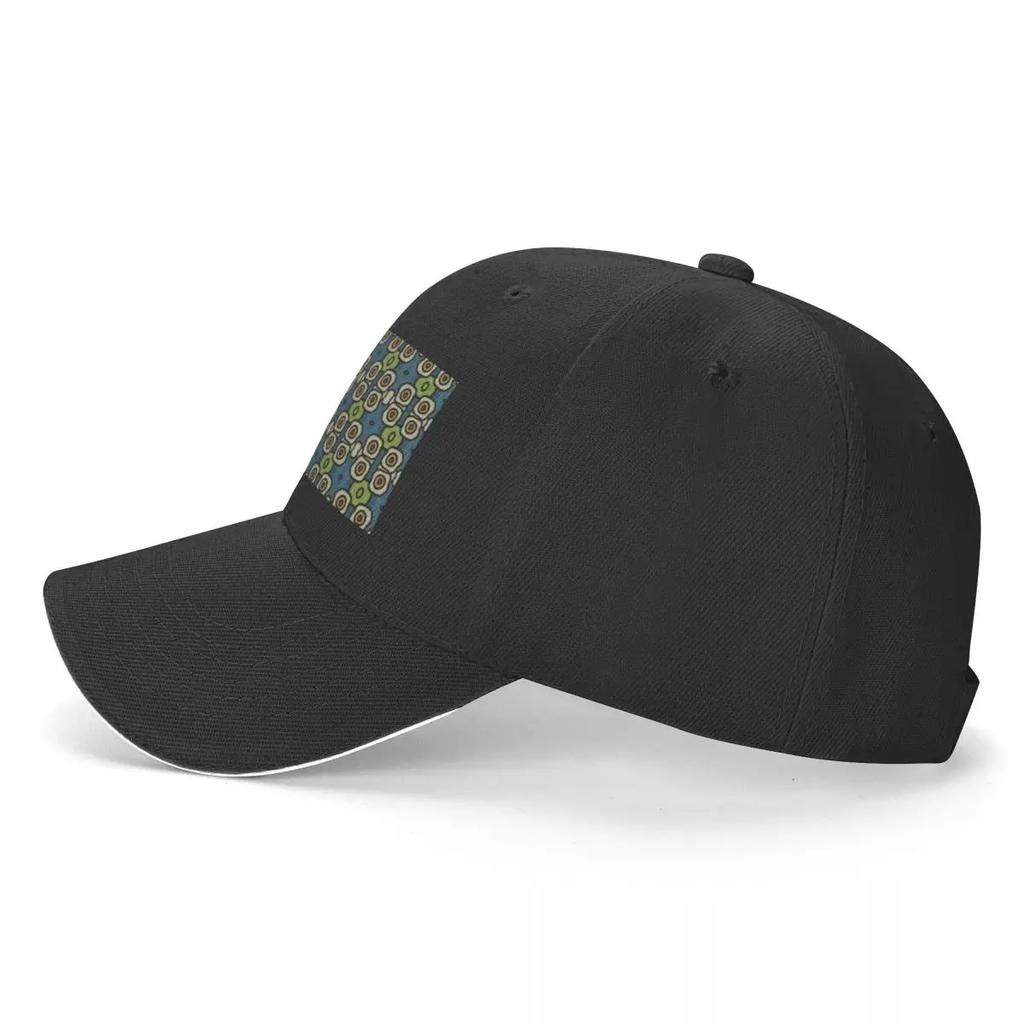 ALIEN EYES RETRO PATTERN IN BLUE GREEN AND LIGHT GREEN A Baseball Caps Hat