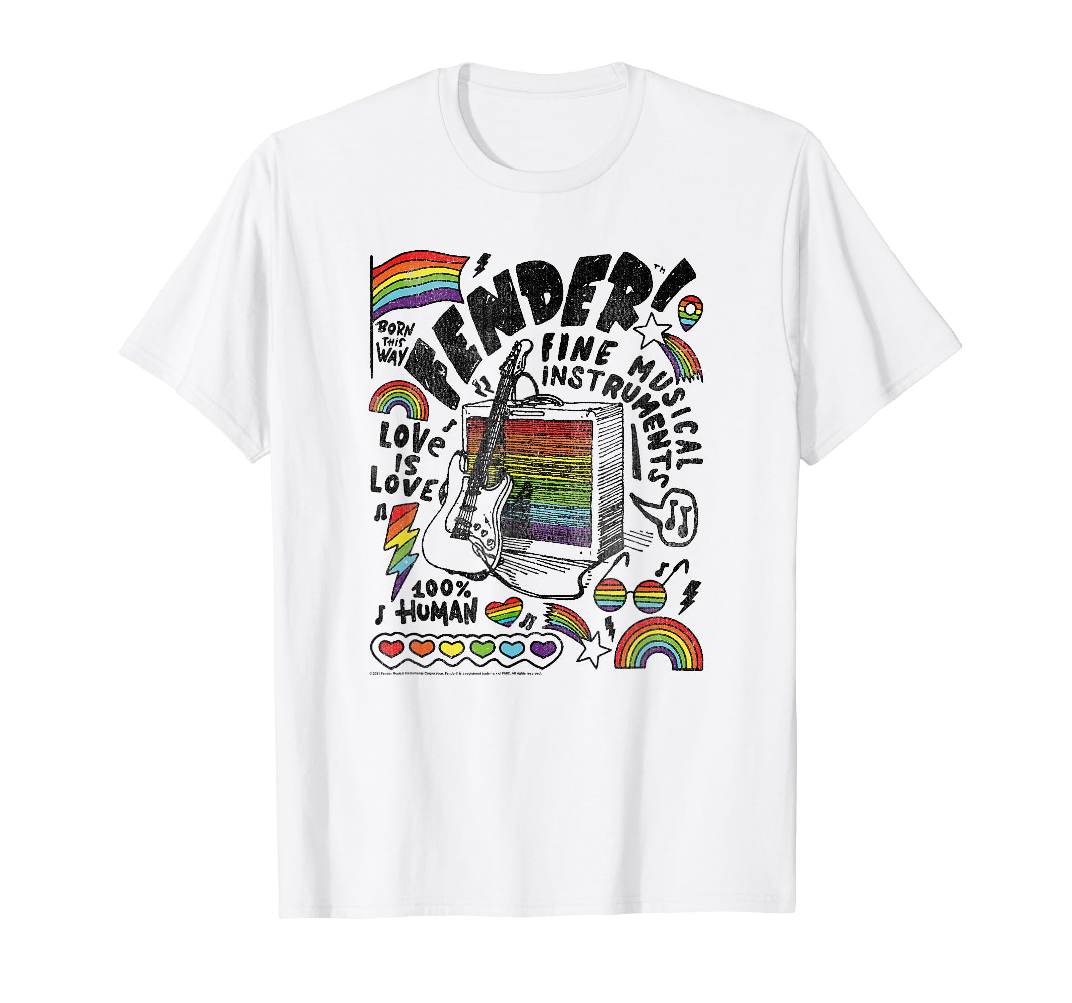 

Fender Футболка с радужным логотипом Pride белый