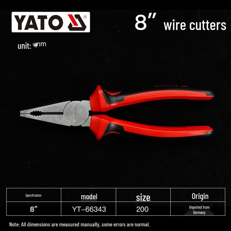 YATO Industrial Needle Nose & Diagonal Cutting Pliers Combo with Wire Strippers