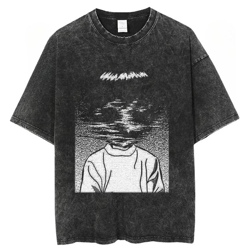 

Japanese Horror Manga Tomie Style Acid Wash Graphic Unisex Heavyweight Cotton Oversized Streetwear T-Shirt XXXL