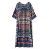 Short Sleeve Plus Size Cotton Vintage Floral New In Dresses for Women Casual Loose Long Summer Dress