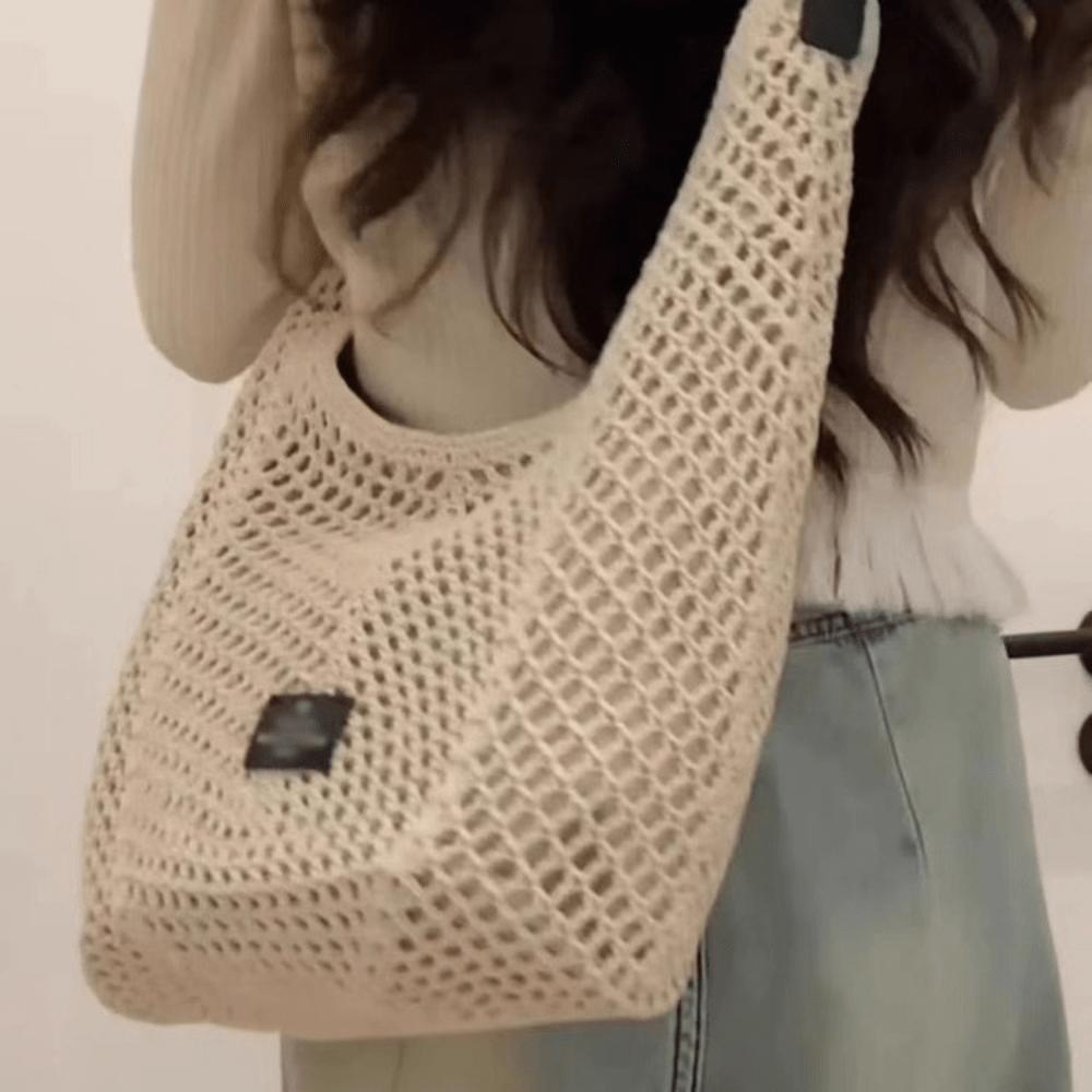 Seaside Vacation Beach Bag Large-capacity Woven Tote Bag New Korean Niche Hollow Shoulder Messenger Bag