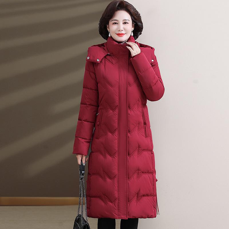 Down cotton coat women's long over-knee 2025 winter new Korean figure-flattering cotton-padded jacket large size thick cotton coat outer