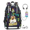 Camouflage Backpack Student Bookbag Multifunctional USB Charging Football Star Print Travel Daypack Lightweight Casual Men's Backpack