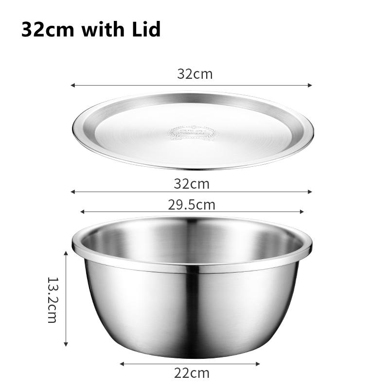 

Салатниця з нержавіючої сталі 304 з кришкою, згущена, проти опіків, кухня, приготування їжі, супова миска, випічка, збивач для яєць, змішувачі, миски для зберігання