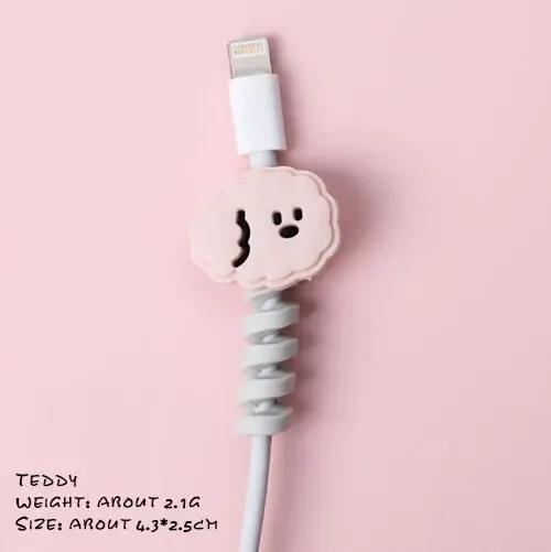 

4pcs Cute Animal Cable Protectors - Cartoon Bite-Style Cord Cover & Charging Wire Winder