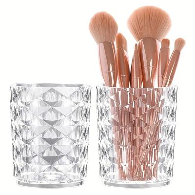 1PCS Acrylic Makeup Brush Holder Organizer Clear Crystal Vanity Decor Personalized Comb Brushes Pen Storage Box Container