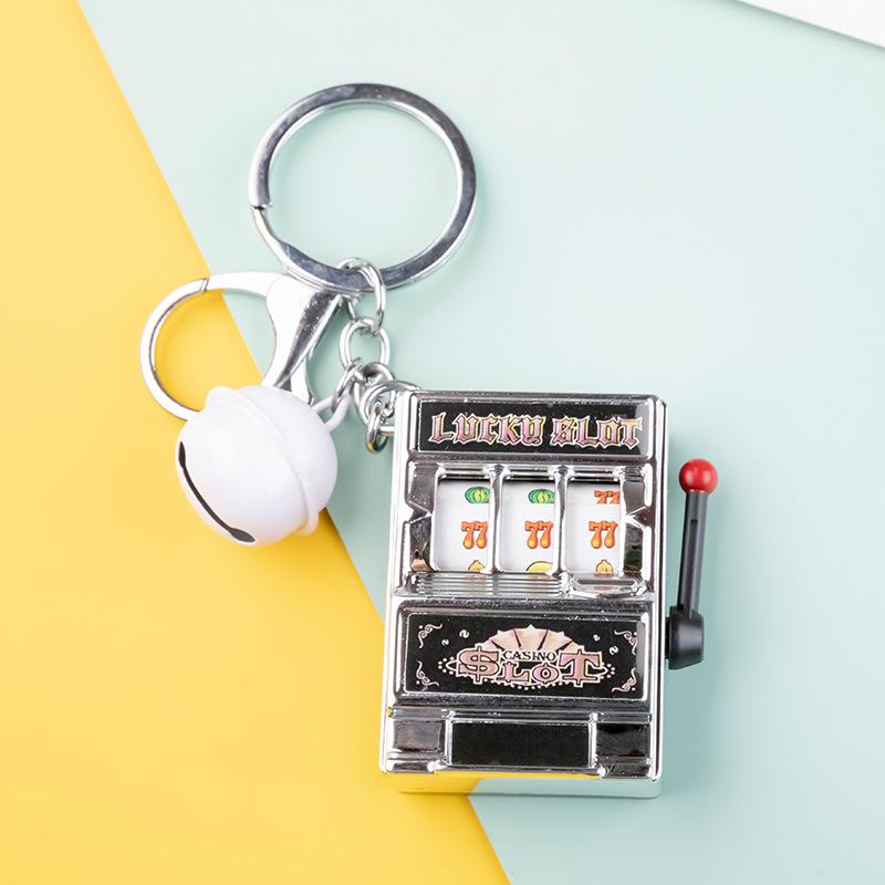 Retro Joystick Fruit Machine Keychain: Playable Spin Wheel Pendant Toy