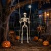 Halloween Skeleton Swing Decoration Swinging Decoration, 35" Large Spooky Hanging with Gothic Home Party Supplies Wooden for Yard, Garden, Porch,