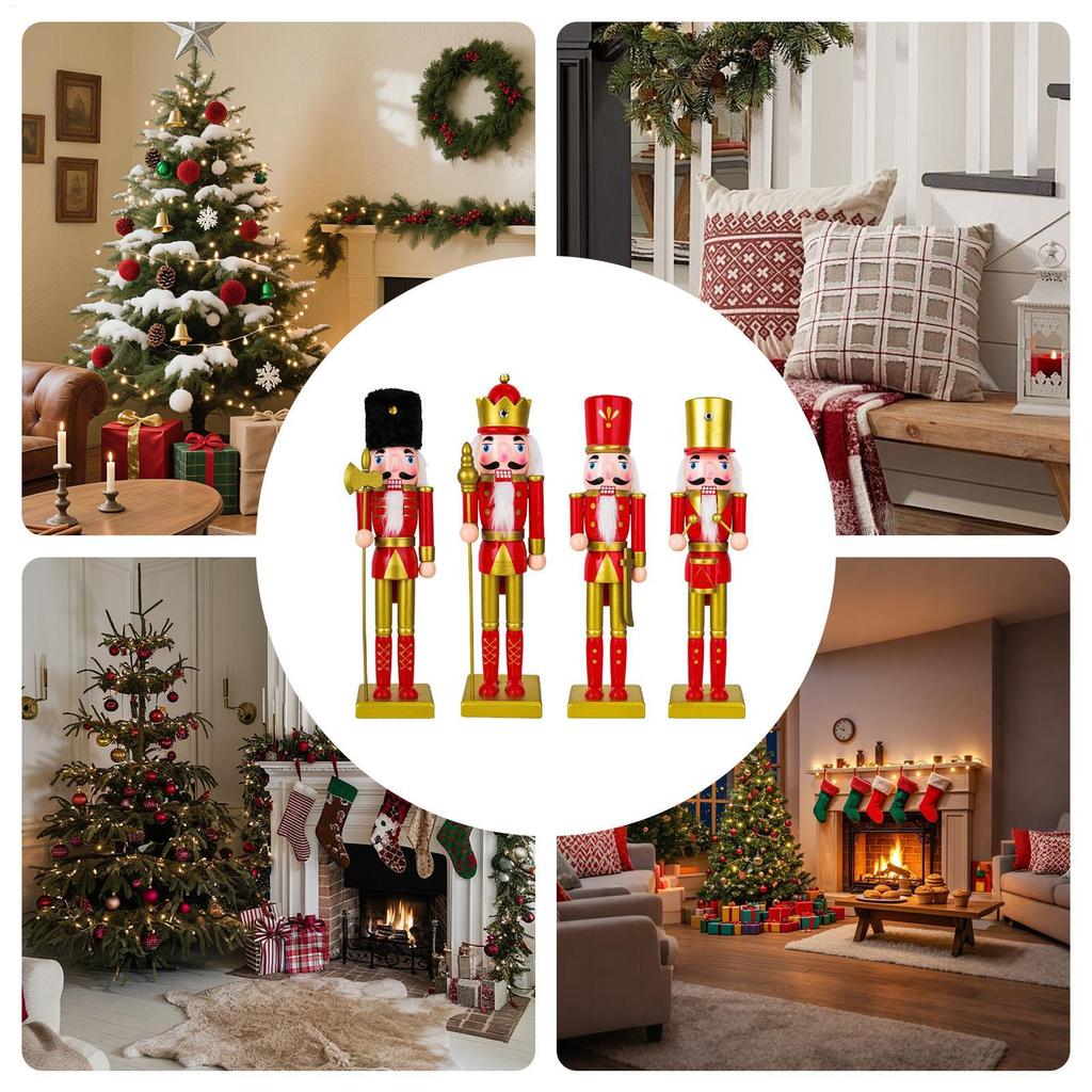 Nutcracker Christmas Decor Wooden Nutcracker Christmas Decorations Table Decor For Holiday Indoor Fireplace Apartment Office