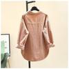 Women's Winter Thick Corduroy Long Sleeve Korean-Style Loose Mid-Length Cardigan Shirt