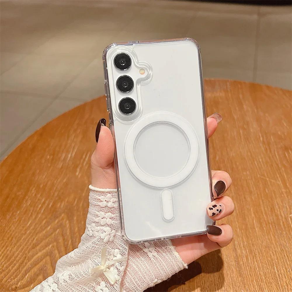 Suitable for Samsung Samsung S25Edge Mobile Phone Case S24 Ultra Magnetic Suction S23 Transparent Anti Fall A55 Protective Case S21