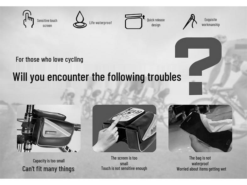 Bicycle Front Beam Touch Screen Phone Bag - Mountain Bike Top Tube Saddle Bag