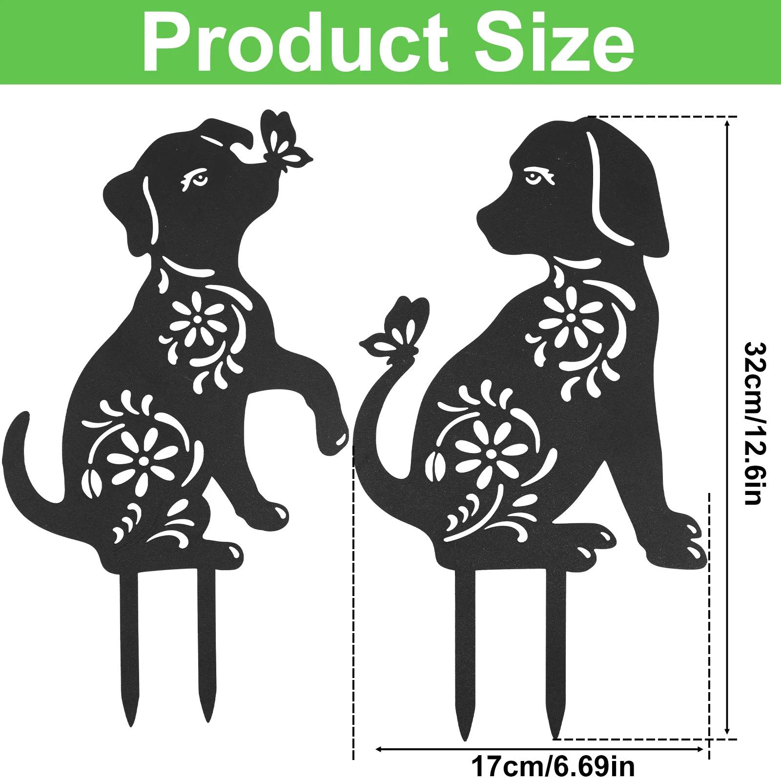 

2 шт. Металлические садовые статуэтки животных Декоративные Имитация Кошка Собака Газонные колышки Креативный Садовый Декор для Дома Улицы Сада Двора