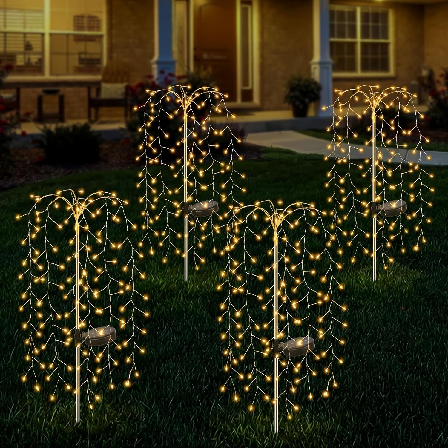 

4 шт. солнечных садовых фонарей, медные провода, 120 светодиодных уличных фейерверков, декоративные звездные огни, ландшафтный светильник, декоративная лампа-светлячок своими руками теплый белый