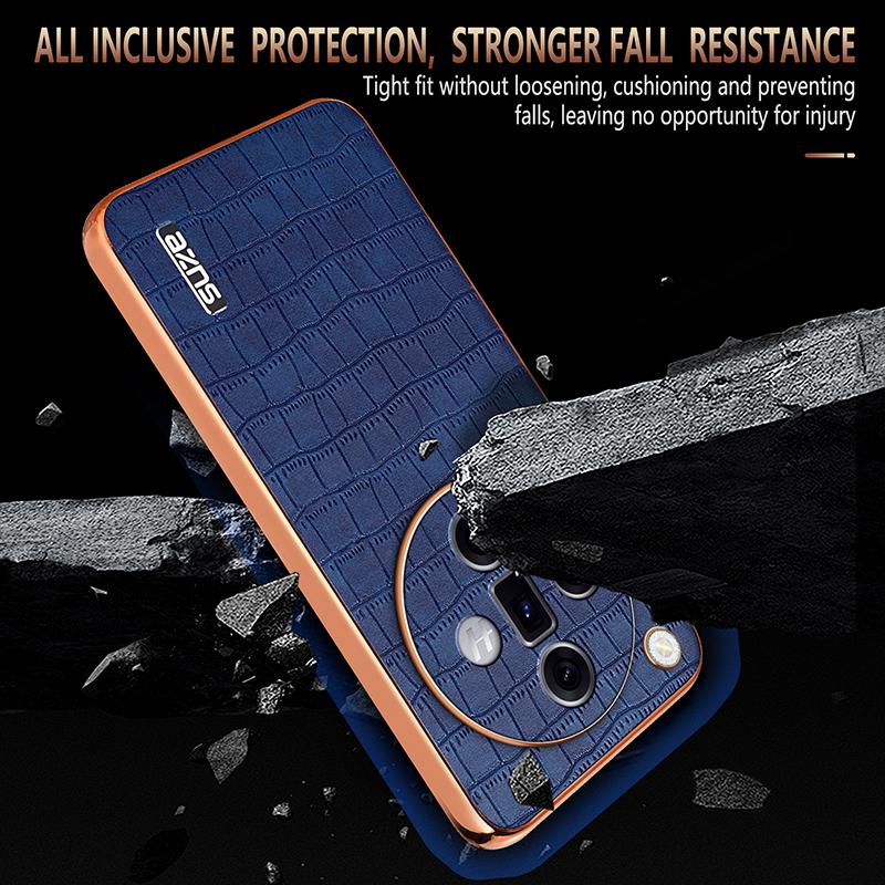 For Oppo Find X7 Ultra Case Electroplating Leather Coated TPU Phone Cover
