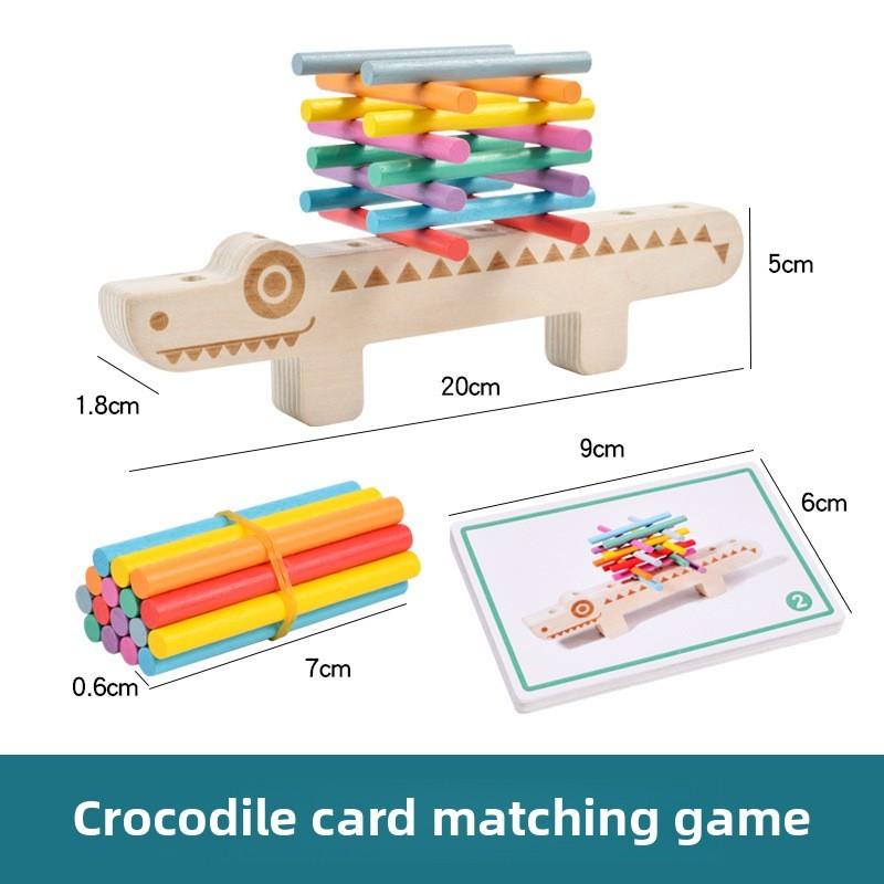 Crocodile Wooden Montessori Puzzle Toy Motor Skill Train Kids Educate Early