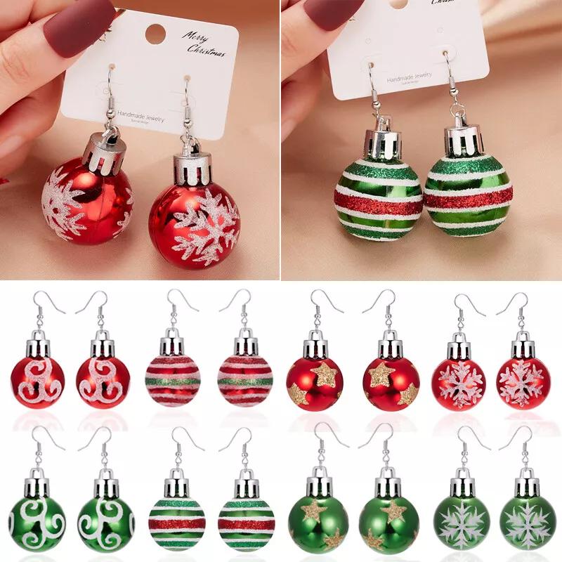 Weihnachtsstern Schneeflocke Kugelform Glühbirne Ohrringe Hängehaken Für Frauen Ohrhänger Drop Weihnachten Deko Party Schmuck Geschenk