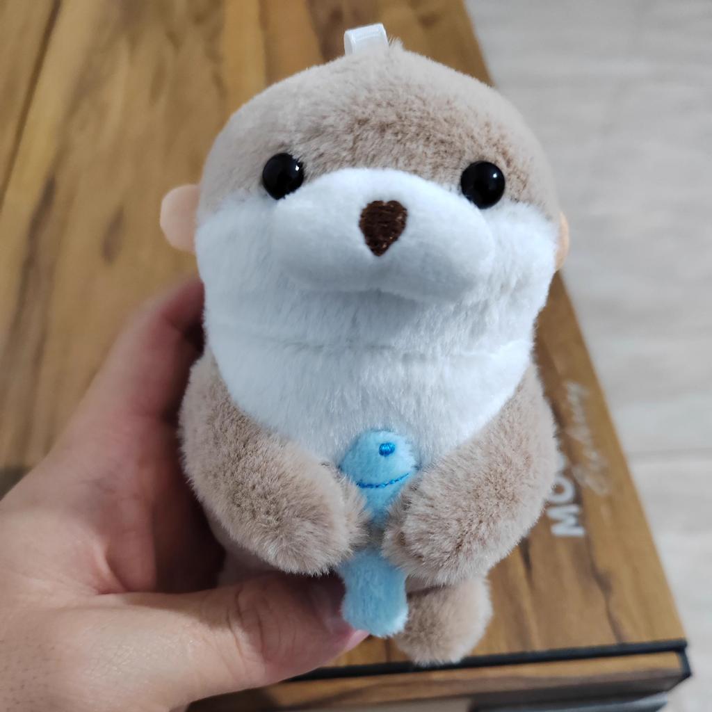 Peluche Kawaii Lontra che tiene il Pesce Portachiavi Leggero Ciondolo da Appendere Accessori per Zaino Scolastico Portachiavi Giocattolo Portachiavi Regali