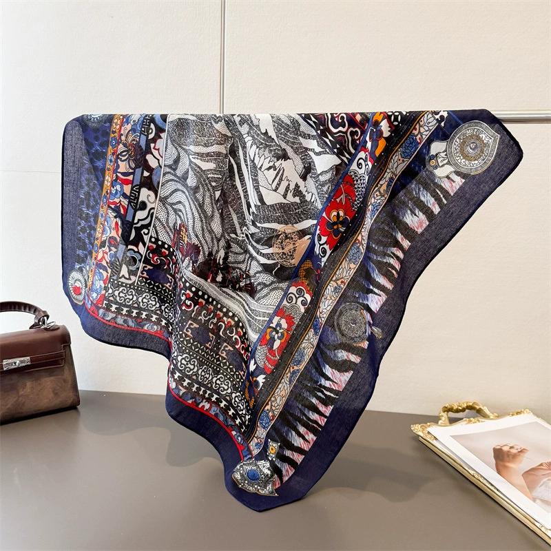 68Cm Square Scarf Stylish Versatile Necktie High-End Cotton Linen Feel Autumn Winter New Shawl Scarf Fashion Accessories 68x68cm