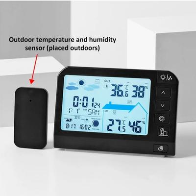 LCD Display Weather Clocks Humidity Thermometer Wall Clock Forecast Alarm Multi-functional Electronic Alarm Clock