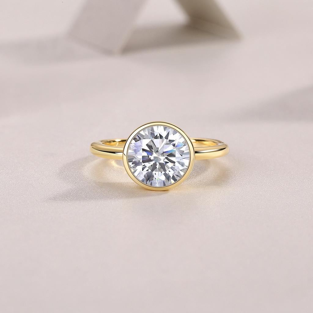 Nabest   CopperGold Plated Women Rings 3EX VVS1 D Color Round Cut 3 CT Real Moissanite Lab Diamond Ring Fine Jewelry