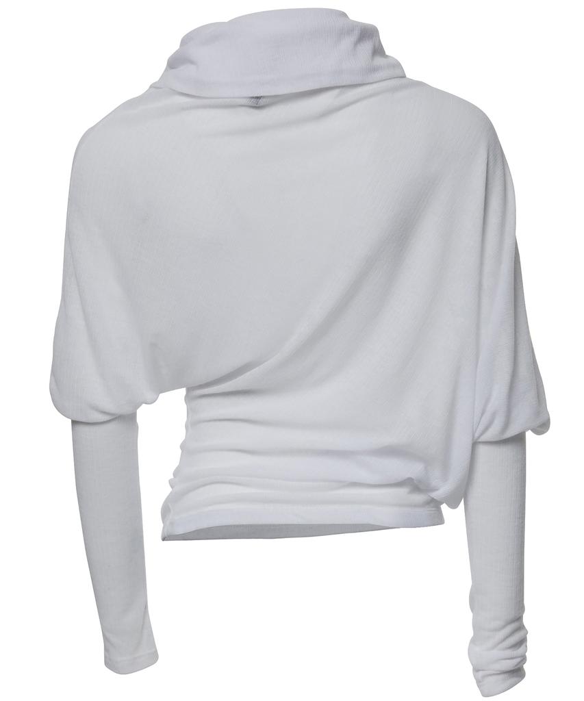 Peulleeoeob Sheer Asymmetrical Long Sleeve (Fl-175_White)