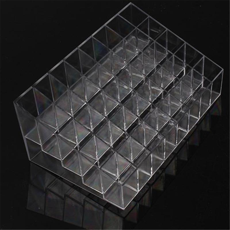 Trapezoid Clear Makeup Display 40 Lattices Lipstick Stand Case Cosmetic Organizer Holder Box