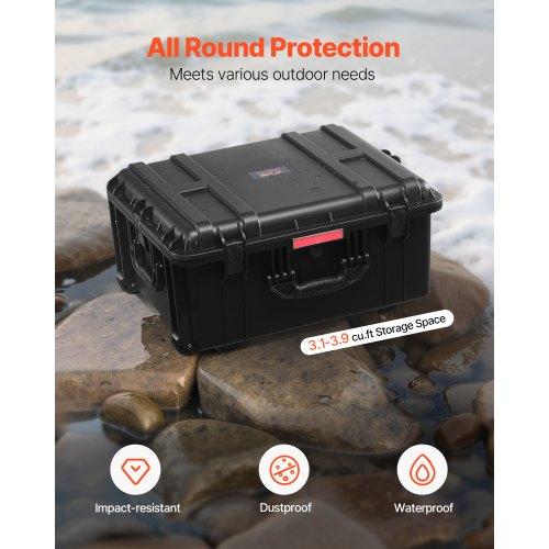VEVOR 3.5 Cu.ft Weatherproof Hard Case, Waterproof Hard Case with Rolling Wheels &amp; Retractable Pull Handle