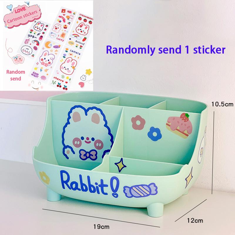Japanese-style Desktop Pen Holder Cute Multi-functional Large-capacity Partition Drawer Desktop Stationery Organizer Storage Box